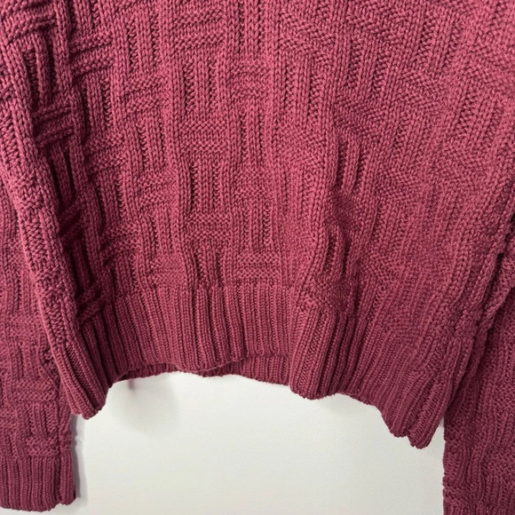 Callahan Selby Maroon V-neck Oversized Cotton Blend Knit Pullover Sweater - Picture 4 of 8